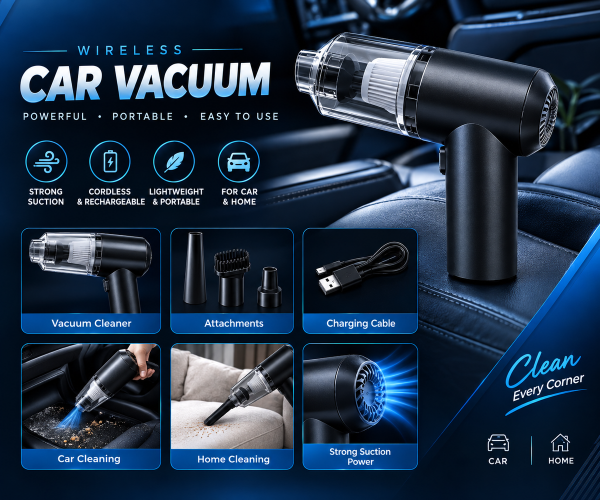 Multifunctional Air Duster Cleaner – 3-in-1 Cordless Cleaning Blower & Vacuum